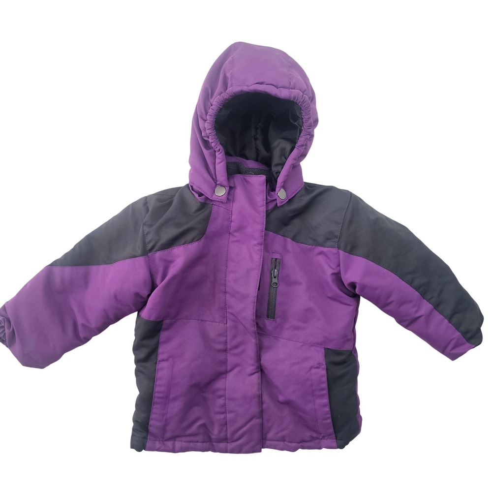 Iceburg‎ Outerwear Toddler 2T Purple Black Hooded Winter Jacket Ski Coat Fleece